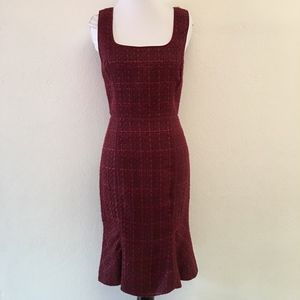 Tory Burch Red Plaid Sheath Dress Sleeveless 0